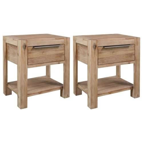 Noćni ormarići s ladicama 2 kom 40x30x48cm masivno drvo bagrema - 2 Cijena