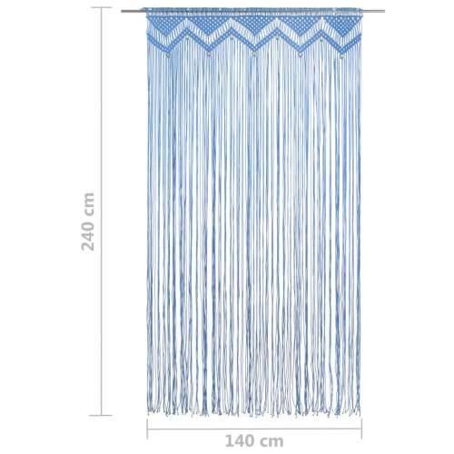 Zavjesa s makrameom plava 140 x 240 cm pamučna Cijena