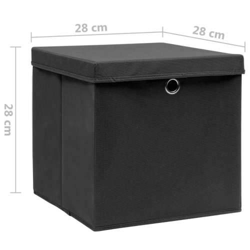 Kutije za pohranu s poklopcima 4 kom 28 x 28 x 28 cm crne - Crna s poklopcima 4 1 Cijena