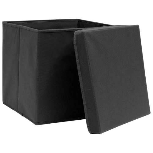 Kutije za pohranu s poklopcima 10 kom 28 x 28 x 28 cm crne Crna s poklopcima 10 1 Cijena