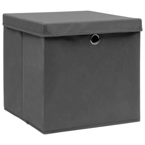 Kutije za pohranu s poklopcima 10 kom 28 x 28 x 28 cm sive - Siva s poklopcima 10 1 Cijena