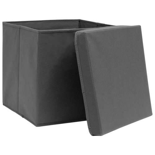 Kutije za pohranu s poklopcima 10 kom 28 x 28 x 28 cm sive - Siva s poklopcima 10 1 Cijena