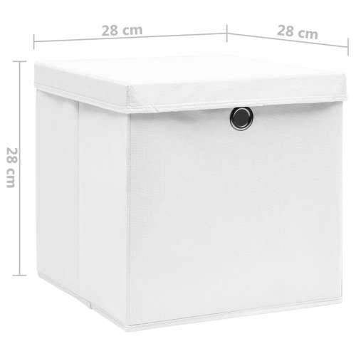 Kutije za pohranu s poklopcima 4 kom 28 x 28 x 28 cm bijele - Bijela s poklopcima 4 1 Cijena