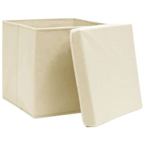 Kutije za pohranu s poklopcima 4 kom 28 x 28 x 28 cm krem Krem s poklopcima 4 1 Cijena