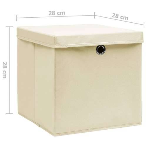 Kutije za pohranu s poklopcima 4 kom 28 x 28 x 28 cm krem Krem s poklopcima 4 1 Cijena