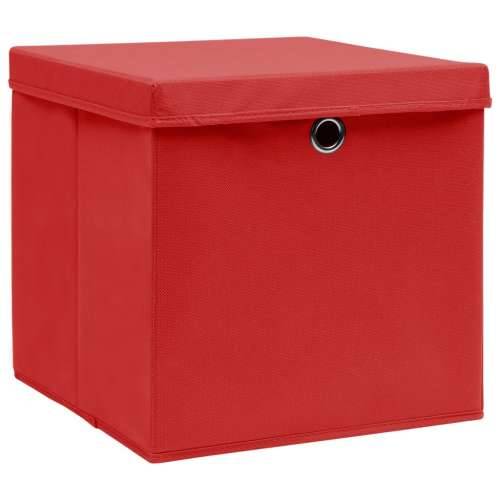 Kutije za pohranu s poklopcima 10 kom 28 x 28 x 28 cm crvene Cijena