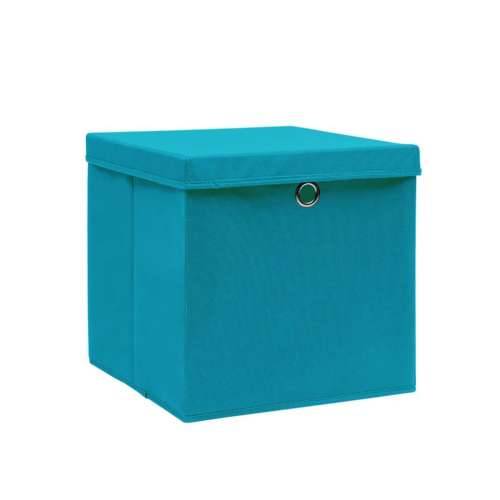 Kutije za pohranu s poklopcima 4 kom 28x28x28 cm svjetloplave - Svjetloplava s poklopcima 4 1 Cijena