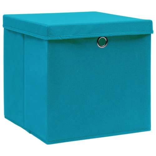 Kutije za pohranu s poklopcima 4 kom 28x28x28 cm svjetloplave - Svjetloplava s poklopcima 4 1 Cijena