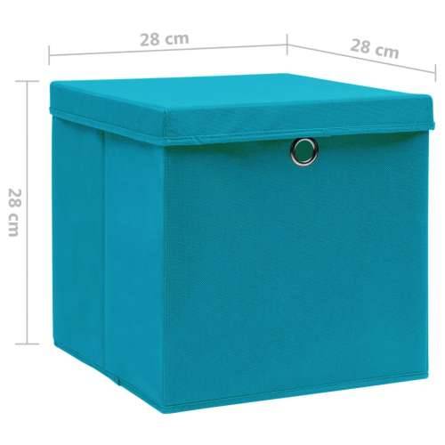 Kutije za pohranu s poklopcima 4 kom 28x28x28 cm svjetloplave - Svjetloplava s poklopcima 4 1 Cijena