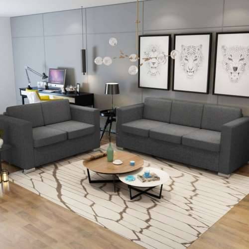 Dvodijelni set sofa od tkanina tamnosivi  - Tamno siva dvosjed + trosjed Cijena