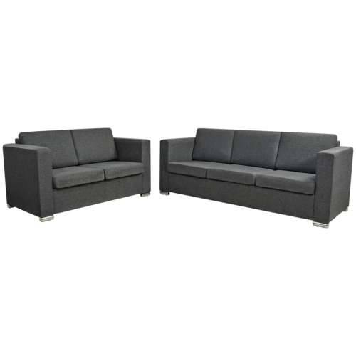 Dvodijelni set sofa od tkanina tamnosivi  - Tamno siva dvosjed + trosjed Cijena
