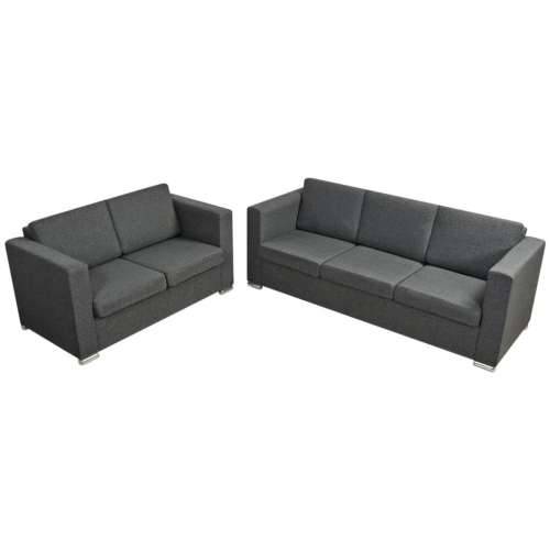 Dvodijelni set sofa od tkanina tamnosivi  - Tamno siva dvosjed + trosjed Cijena