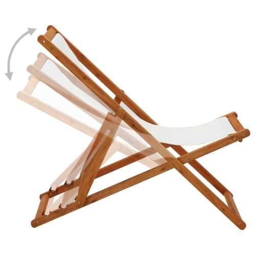 Sklopiva stolica za plažu od drva eukaliptusa i tkanine bijela Cijena