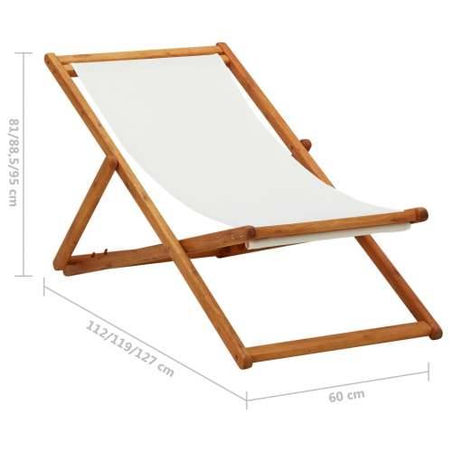 Sklopiva stolica za plažu od drva eukaliptusa i tkanine bijela Cijena
