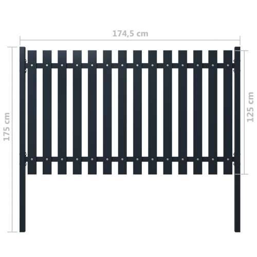 Panel za ogradu antracit 174,5 x 125 cm čelik obložen prahom Cijena