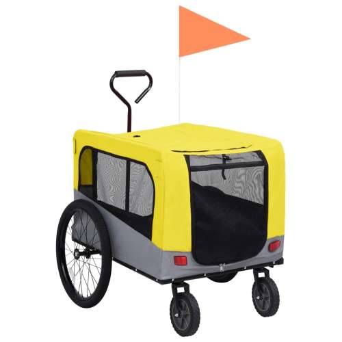 2-u-1 prikolica za bicikl i kolica za kućne ljubimce žuto-siva Cijena