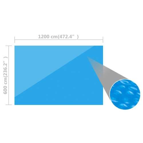 Pravokutni pokrivač za bazen 1200 x 600 cm PE plavi Cijena