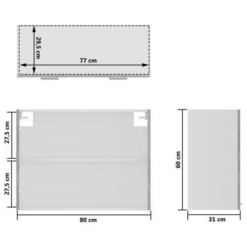 Viseći stakleni ormarić siva boja betona 80 x 31 x 60 cm drveni Cijena