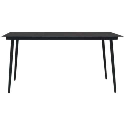 Vrtni blagovaonski stol crni 190 x 90 x 74 cm čelik i staklo Cijena