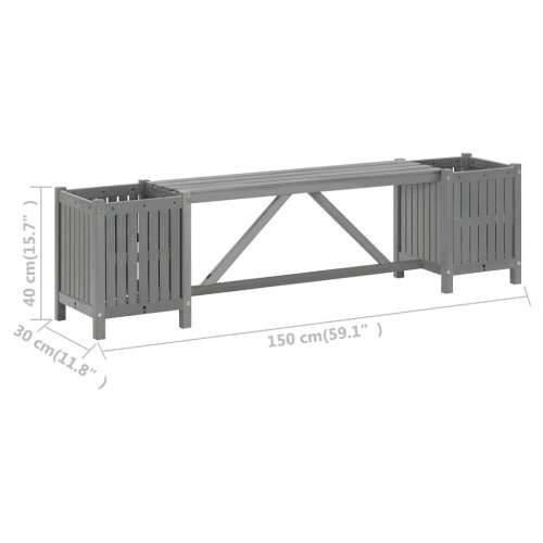 Vrtna klupa s 2 sadilice 150 cm masivno bagremovo drvo siva - Siva 150 x 30 x 40 cm 1 2 Cijena