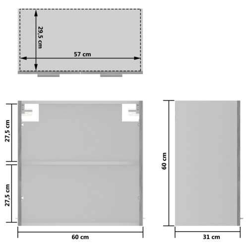Viseći stakleni ormarić siva boja betona 60 x 31 x 60 cm drveni Cijena