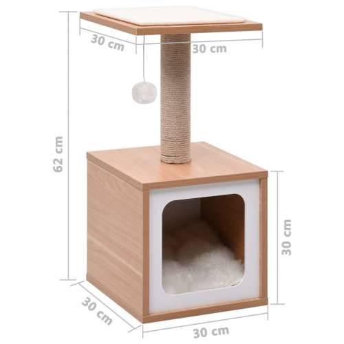 Penjalica za mačke - Kuća za mačke - Grebalica s prostirkom za grebanje od sisala 62 cm - Bijela Cijena