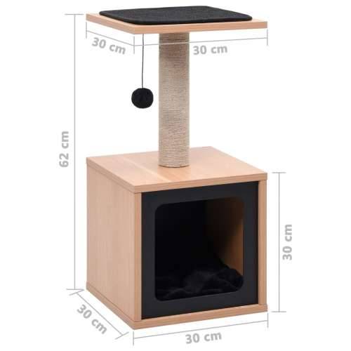 Penjalica za mačke - Kuća za mačke - Grebalica s prostirkom za grebanje od sisala 62 cm - Crna Cijena