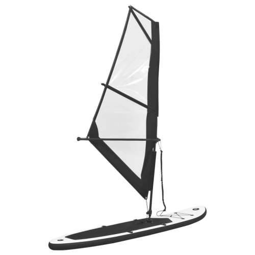 Daska za veslanje stojeći na napuhavanje s jedrom crno-bijela Cijena