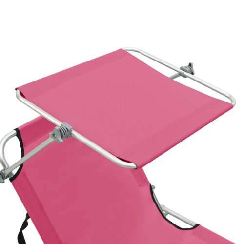 Sklopiva ležaljka za sunčanje s krovom čelična magenta roza Cijena