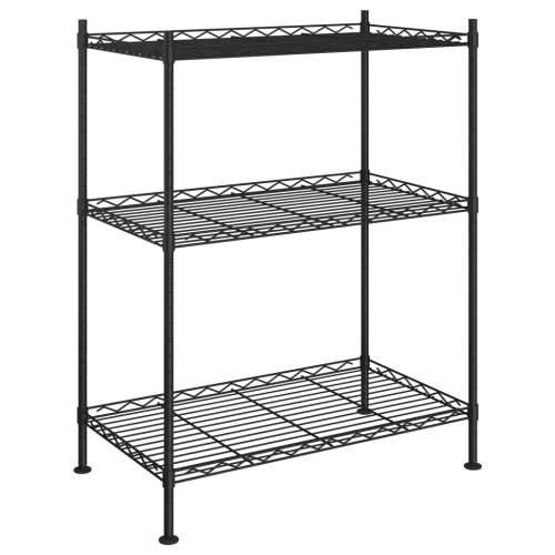Stalak za pohranu s 3 razine 60 x 35 x 76 cm crni 150 kg - Crna 60 x 35 x 76 cm 1 Cijena