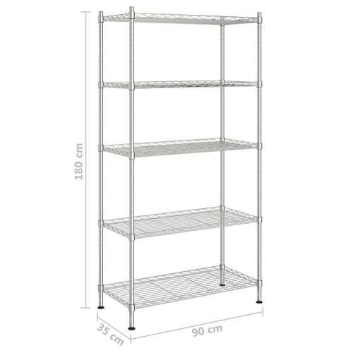 Police za odlaganje s 5 razina 90x35x180 cm kromirane 250 kg - Krom 90 x 35 x 180 cm 1 Cijena