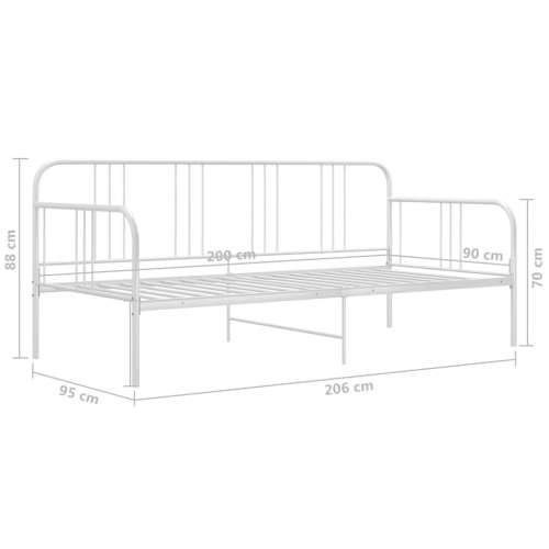 Okvir za krevet na razvlačenje bijeli metalni 90 x 200 cm - Bijela Cijena