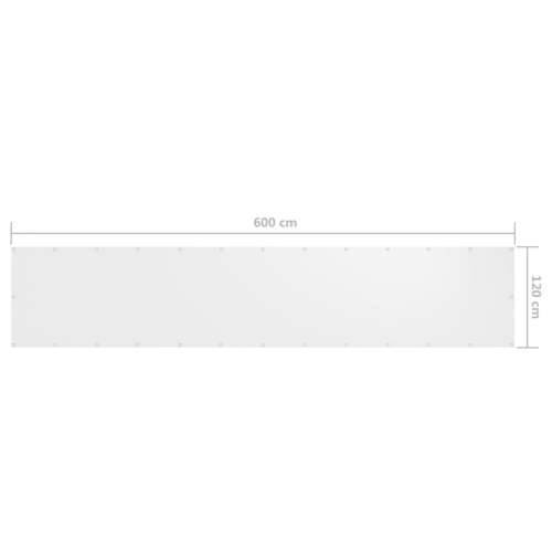 Balkonski zastor bijeli 120 x 600 cm od tkanine Oxford Cijena