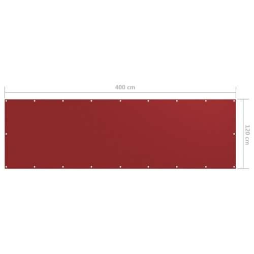 Balkonski zastor crveni 120 x 400 cm od tkanine Oxford Cijena
