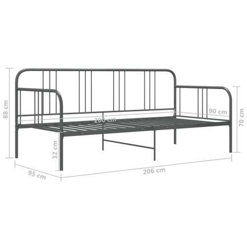 Okvir za krevet na razvlačenje sivi metalni 90 x 200 cm - Siva Cijena