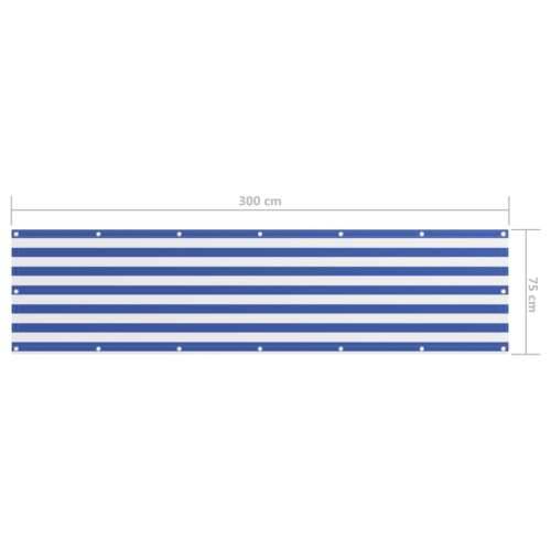Balkonski zastor bijelo-plavi 75 x 300 cm od tkanine Oxford Cijena