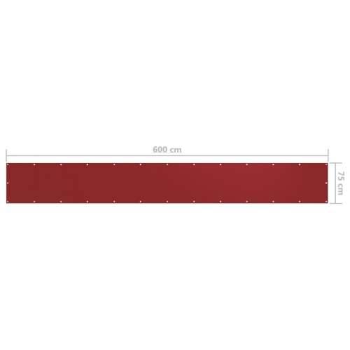 Balkonski zastor crveni 75 x 600 cm od tkanine Oxford Cijena