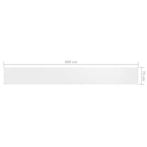 Balkonski zastor bijeli 75 x 600 cm od tkanine Oxford Cijena