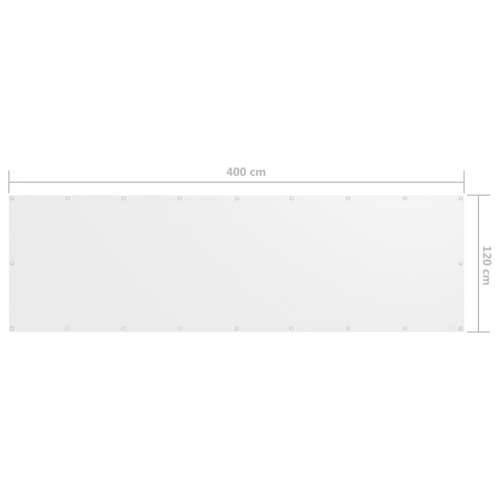 Balkonski zastor bijeli 120 x 400 cm od tkanine Oxford Cijena