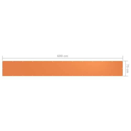 Balkonski zastor narančasti 75 x 600 cm od tkanine Oxford Cijena