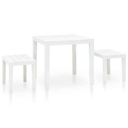 Vrtni stol s 2 klupe plastični bijeli Cijena