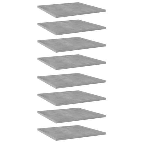 Police za knjige 8 kom siva boja betona 40x40x1,5 cm od iverice