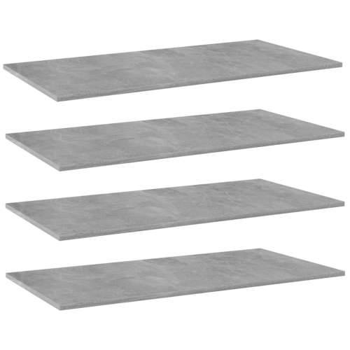 Police za knjige 4 kom siva boja betona 80x30x1,5 cm od iverice