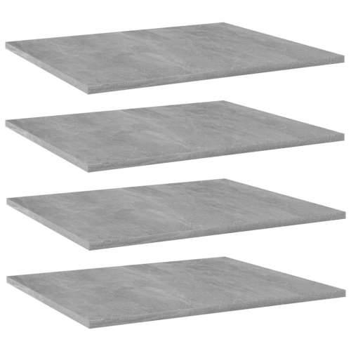 Police za knjige 4 kom siva boja betona 60x50x1,5 cm od iverice