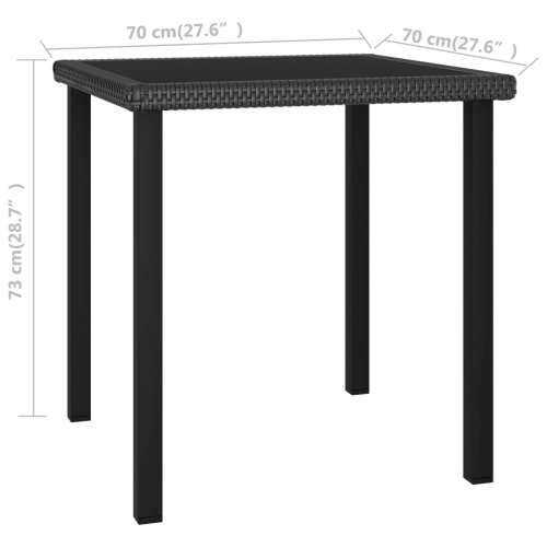 Vrtni blagovaonski stol crni 70 x 70 x 73 cm od poliratana Cijena