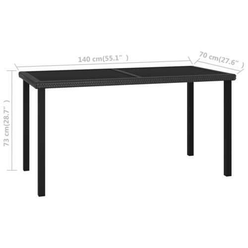 Vrtni blagovaonski stol crni 140 x 70 x 73 cm od poliratana Cijena
