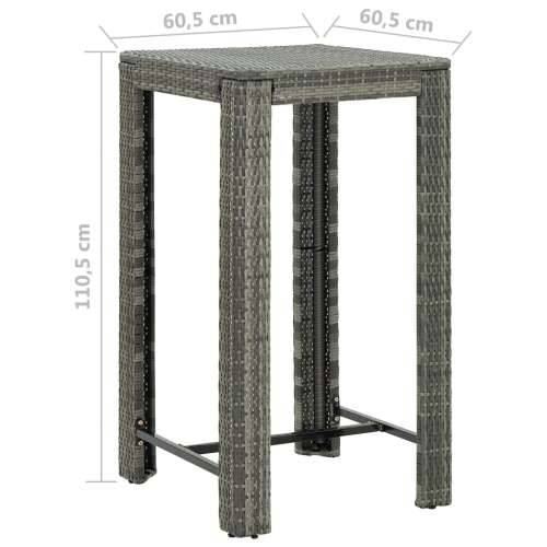 Vrtni barski stol sivi 60,5 x 60,5 x 110,5 cm od poliratana Cijena