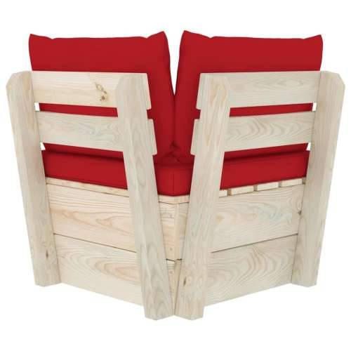 Vrtna kutna sofa od paleta s jastucima impregnirana smrekovina - Crvena 1 kutna sofa Cijena