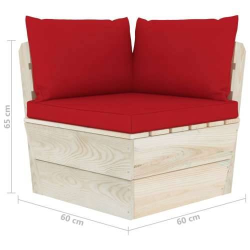 Vrtna kutna sofa od paleta s jastucima impregnirana smrekovina - Crvena 1 kutna sofa Cijena
