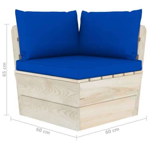 Vrtna kutna sofa od paleta s jastucima impregnirana smrekovina - Plava 1 kutna sofa Cijena